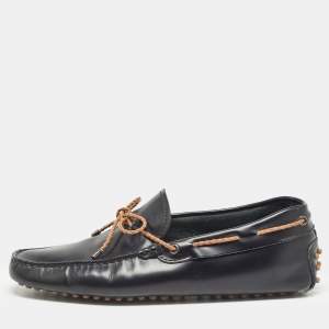 Tod's Black Leather Bow Slip-On Loafers Size 40