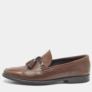 Tod's Brown Leather Fringe Tassel Loafers Size 42.5