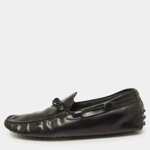 Tod's Black Leather Bow Slip-On Loafers Size 47