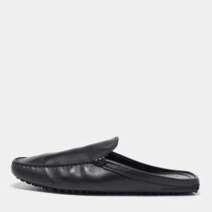 Tod's Black Leather Loafer Mules Size 41