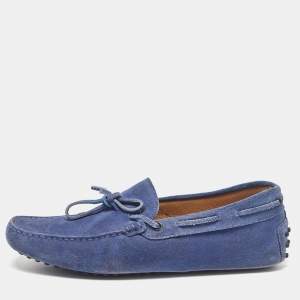 Tod's Blue Suede Bow Loafers Size 43