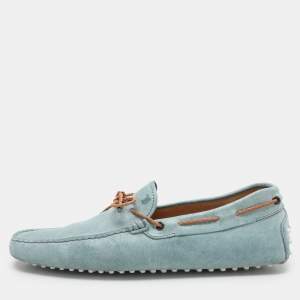 Tod's Blue Leather Braided Bow Loafers Size 42.5