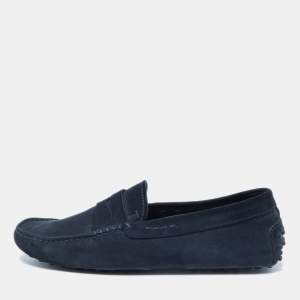 Tod's Navy Blue Nubuck Leather Gommini Loafers Size 41