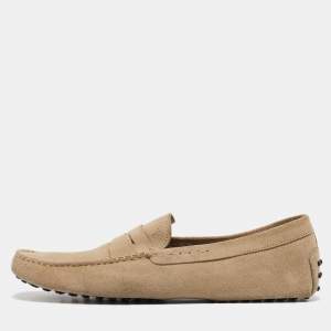Tod's Grey Suede Gommino Penny Loafers Size 48