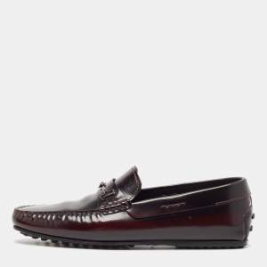 Tod's Burgundy Leather Slip On Loafers Size 43