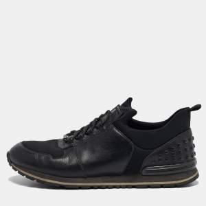 Tod's Black Leather and Neoprene Lace Up Sneakers Size 42.5