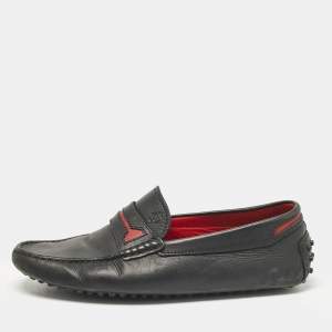 Tod's Black/Red Leather Slip on Loafers Size 39