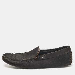 Tod's Brown Calf Hair Slip On Loafers Size 46.5