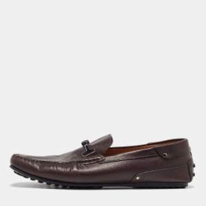 Tod's for Ferrari Dark Brown Leather Slip on Loafers Size 43