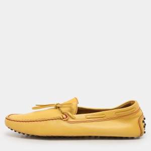 Tod's Yellow Leather City Gommino Loafers Size 45.5