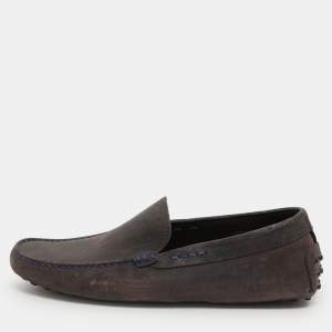Tod's Grey Nubuck Leather Loafers Size 39.5
