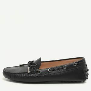 Tod's Black Leather Bow Loafers Size 37