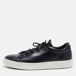 Tod's Black Leather Low Top Sneakers Size 44