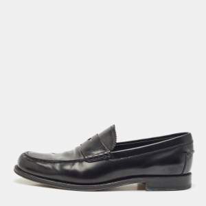 Pre Owned Tod's Black Leather Slip On Loafers Size 42