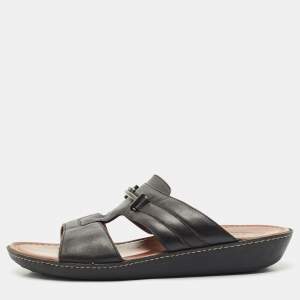 Tod's Black Leather Slide Sandals Size 44.5