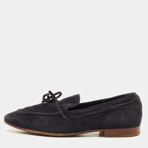 Tod's Navy Blue Suede Penny Penny Loafers Size 39.5