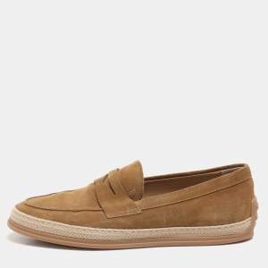 Tod's Khaki Suede Penny Penny Loafers Size 42
