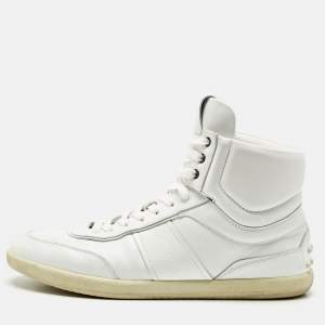 Tod's White Leather High Top Sneakers Size 44.5