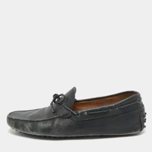 Pre Owned Tod's Black Leather Gommino Loafers Size 43