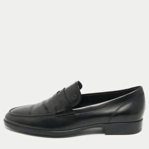 Pre Owned Tod's Black Leather Slip On Penny Loafers Size 45.5