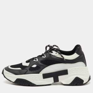 Pre Owned Tod's Black/White Mesh and Leather Active Sportivo 57b Chunky Sneakers Size 42