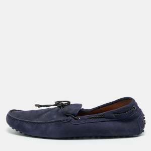 Pre Owned Tod's Navy Blue Suede Gommino Loafers Size 43