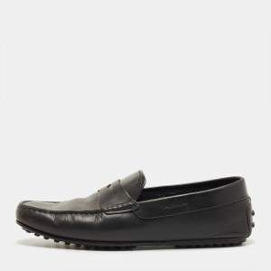 Pre Owned Tod's Black Leather Slip On Loafers Size 41.5