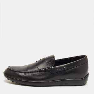 Pre Owned Tod's Black Leather Slip On Loafers Size 41