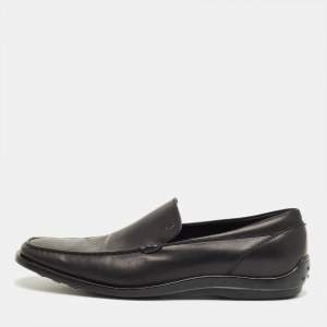 Pre Owned Tod's Black Leather Slip OnPenny Loafers Size 47.5