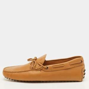 مملوكة مسبقًا Tod's City Gommino Size 42 Tan Leather Slip On Loafers