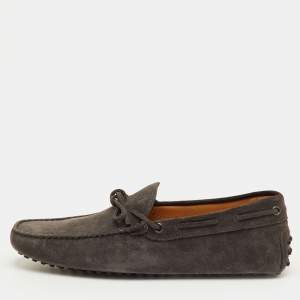 مملوكة مسبقًا Tod's City Gommino Size 42 Dark Grey Suede Slip On Loafers