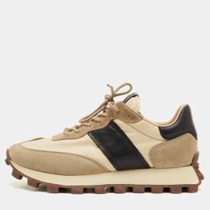 مملوكة مسبقًا حذاء رياضي تودز منخفض من خامة قماش و جلد و سويدي بلون بيج/أسود مقاس 41.5