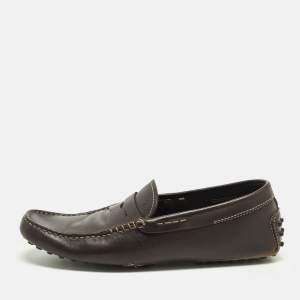 Pre Owned Tod's Gommino Size 41 Dark Brown Leather Driver Loafers
