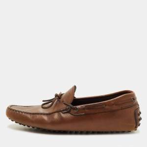 مملوكة مسبقًا Tod's Gommino Size 41 Brown Leather Slip On Loafers