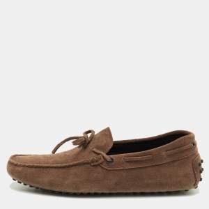 Pre Owned Tod's Size 40 Brown Suede Bow Slip On Loafers