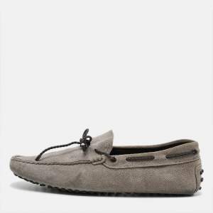 Pre Owned Tod's Size 37.5 Grey Suede Driver Loafers