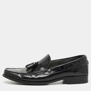 Pre Owned Tod's Size 44.5 Black Leather Fringe Slip On Penny Loafers