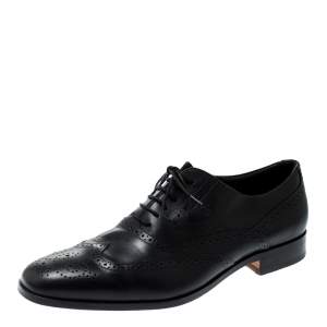 Tod's Black Brogue Leather Lace Up Oxford Size 44