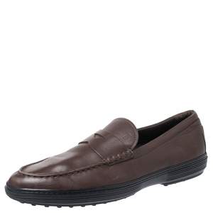 Tod's Brown Leather Slip On Penny Loafers Size 44