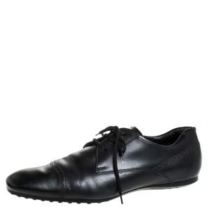 Tod's Black Leather Brogue Detail Lace Up Derby Size 43