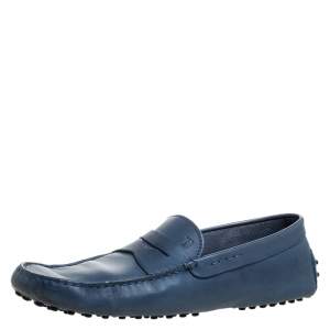Pre Owned Tod’s Blue Leather Penny Loafers Size 42.5