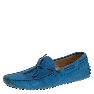 Pre Owned Tod's Blue Nubuck Leather City Gommino Loafers Size 40