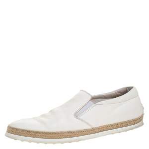 Tod's White Leather Slip On Sneakers Size 45.5