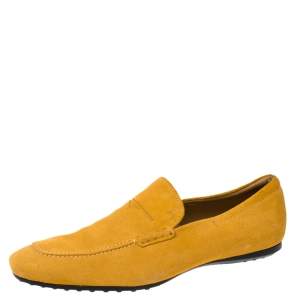 Pre Owned Tod's Mustard Suede Penny Loafers Size 44.5