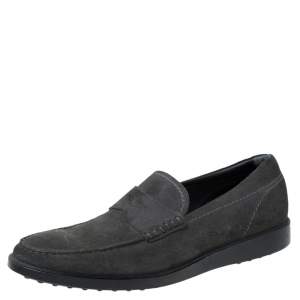 Tod's Grey Suede Penny Loafers Size 41.5