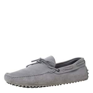 Pre Owned Tod's Grey Suede Bow Detail Driving Loafers Size 45