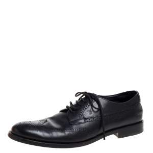 Tod's Black Brogue Leather Lace Up Derby Size 42.5