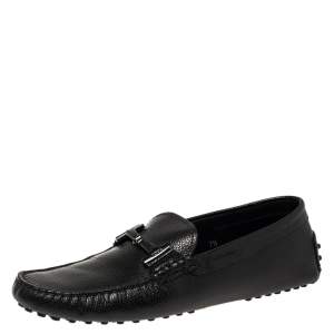 Tod's Black Leather Double T Slip On Loafers Size 41.5