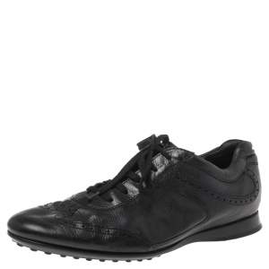 Pre Owned Tod's Black Brogue Leather Lace Low Top Sneakers Size 41.5