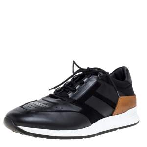 Pre Owned Tod's Black Suede Leather And Mesh Lace Up Sneakers Size 44.5